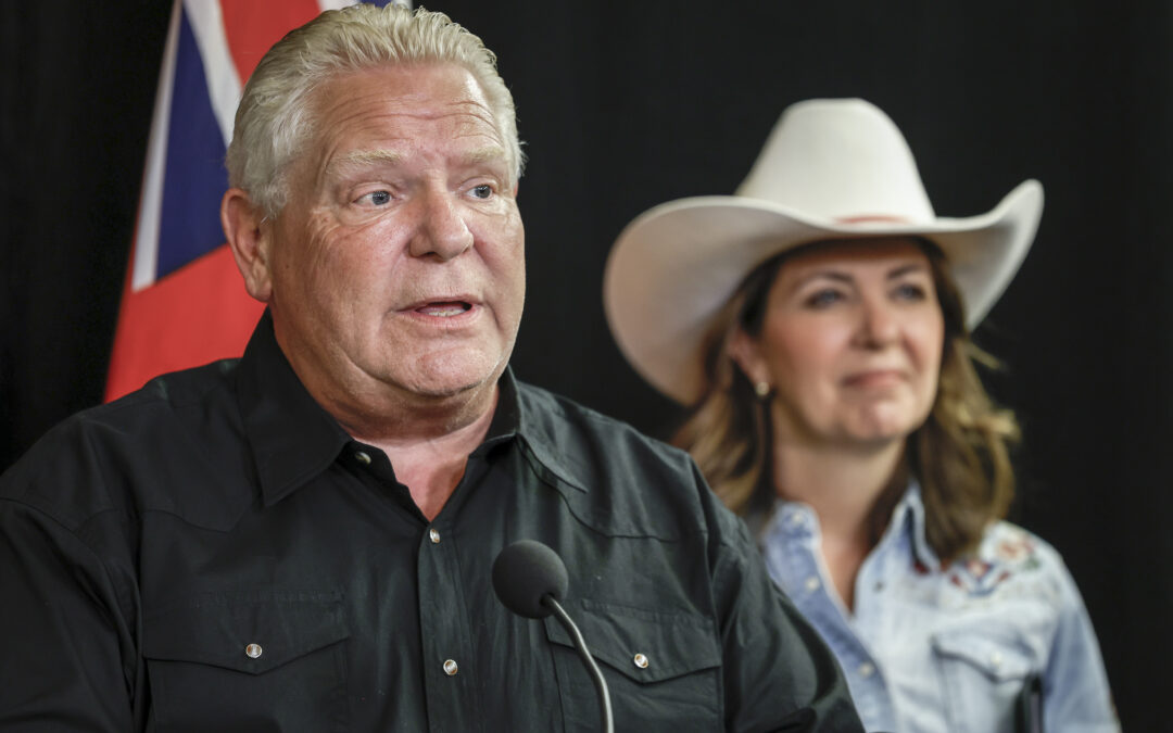 Premiers Danielle Smith and Doug Ford agree to study new energy corridors, more trade